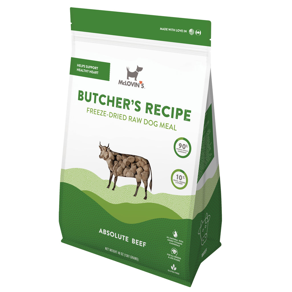 All DogsFreeze Dried Butcher's Absolute Beef Recipe | Dog Full Meal and Mixer, 48 oz