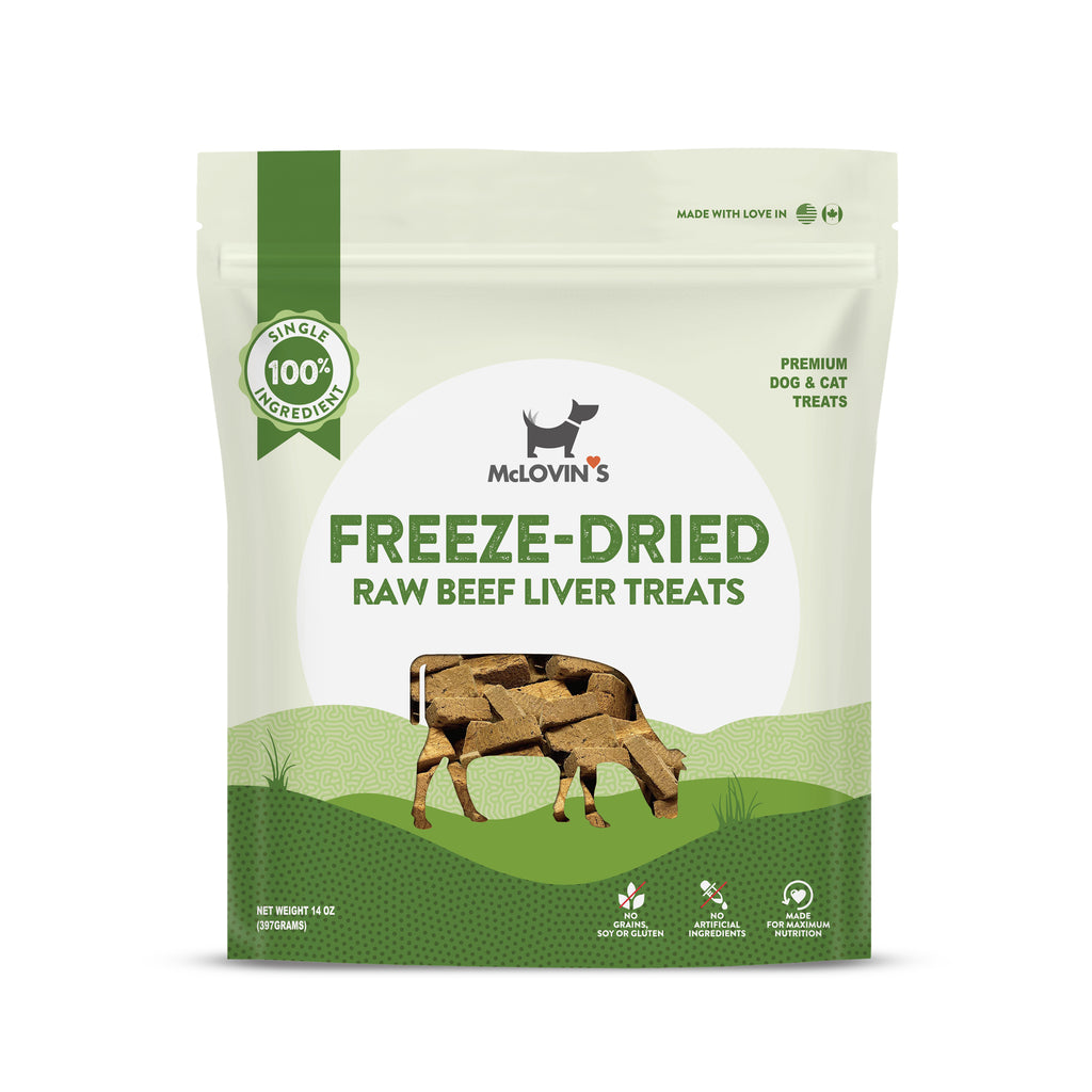 Dog TreatsMclovin's Pet Freeze Dried Dog & Cat Treats, Beef Liver, Healthy, Natural, Grass Fed, High Protein, Single Ingredient, 14 Oz, Grain-Free, Gluten-Free, Nutritious Snacks,Training, Rewarding