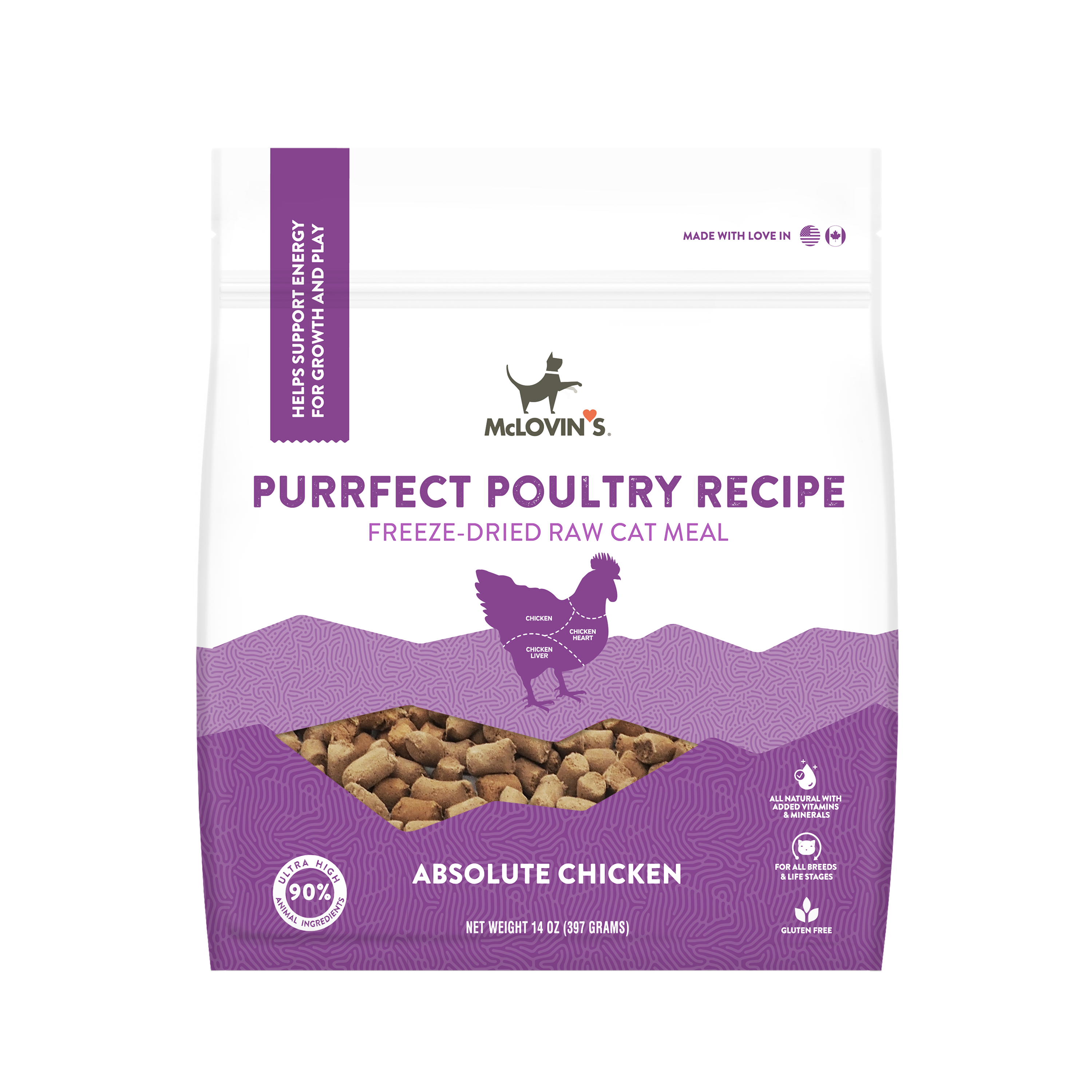 McLovin's Freeze Dried Purrect Poultry Absolute Chicken Recipe Cat Meal and Mixer